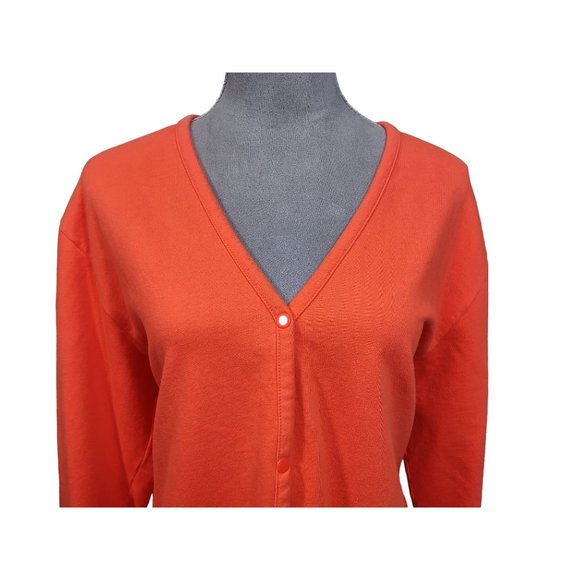 Mandal Bay Beaded Flip Flop Jacket Orange Cotton Stretch Snap Front Beach Large - Picture 8 of 8